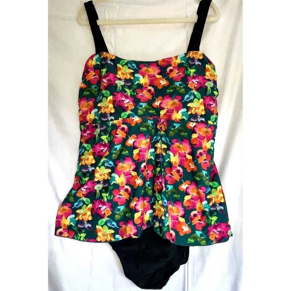 Island Pearls One Piece Swimsuit Women's 22W Plus size Bright Colorful Floral